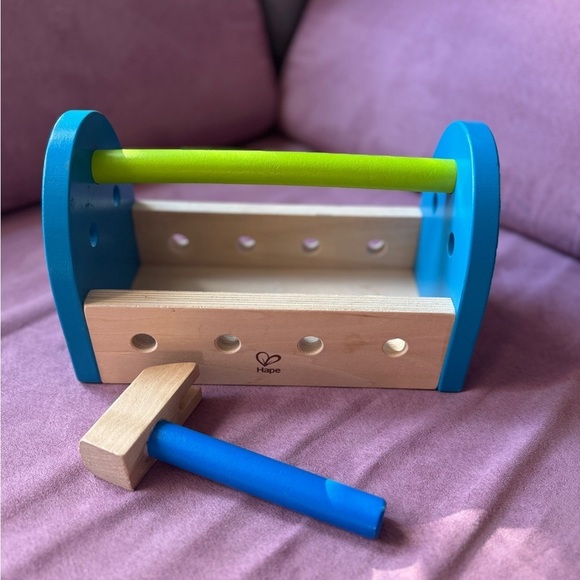 Hape Other - 🔨 Hape Wooden Tool Box & Hammer Set 🧰